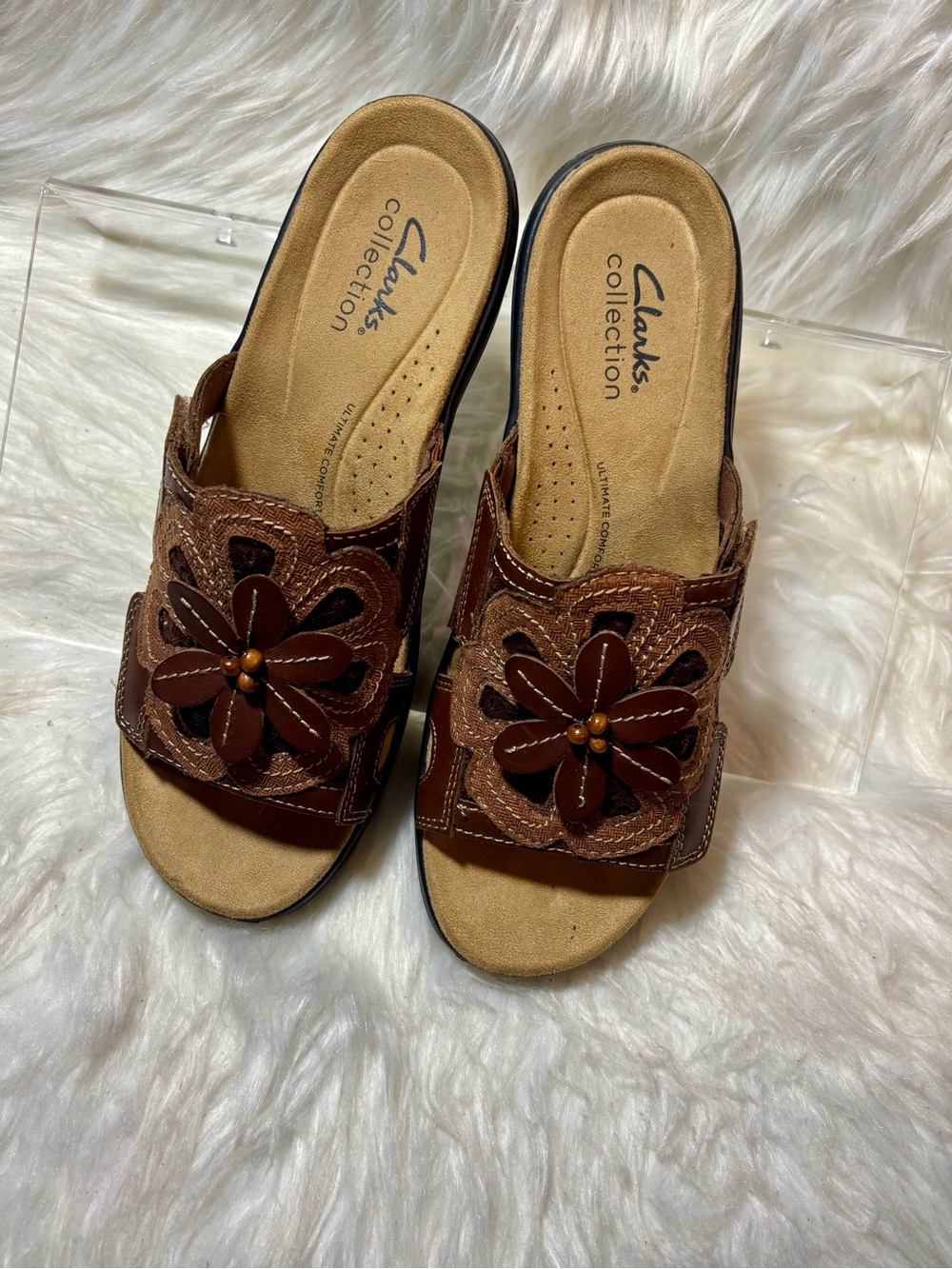 Clarks - Merliah2 Belle Brown Leather Sandals - Women’s Size 6